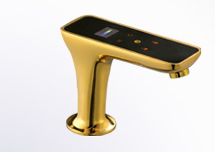 BENYUE Smart basin faucet in gold with black glass touch panel